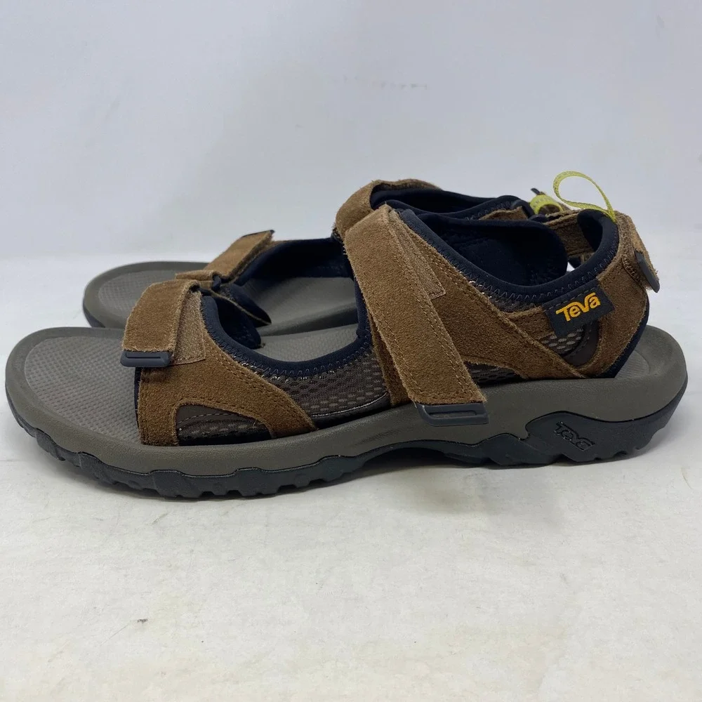 Teva Mens‎ Tanza Leather Sandals Brown Suede Athletic Hiking Water Shoes 1010078